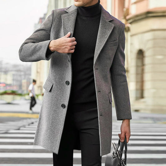 Keith | Men's Single-Breasted Long Overcoat
