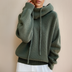 Paige | Women's Relaxed Fit Knit Cowl Neck Hoodie - Green