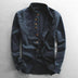 Maxwell | Men's Band Collar Button-Down Shirt - Navy Blue