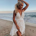 Naomi | Elegant White Backless V-Neck Mini Summer Dress - White