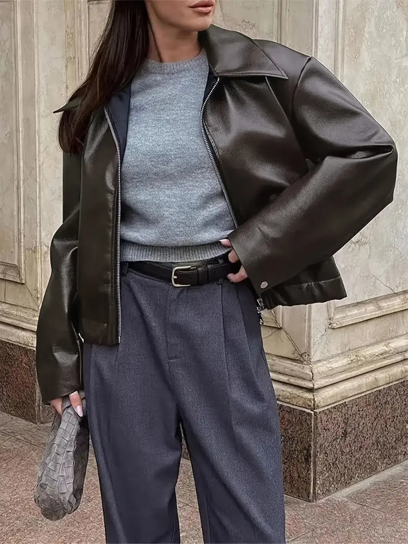 Karen | Women's Relaxed Fit Zip-Up Bomber Jacket
