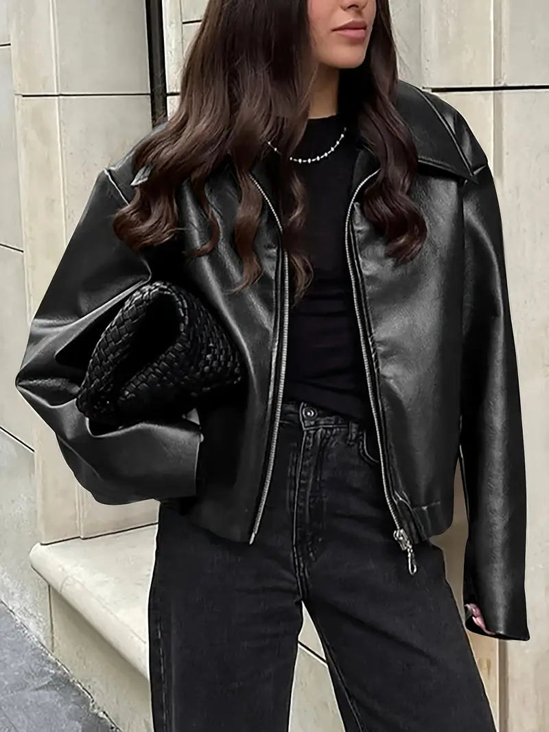 Karen | Women's Relaxed Fit Zip-Up Bomber Jacket
