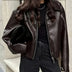 Karen | Women's Relaxed Fit Zip-Up Bomber Jacket - Dark Brown