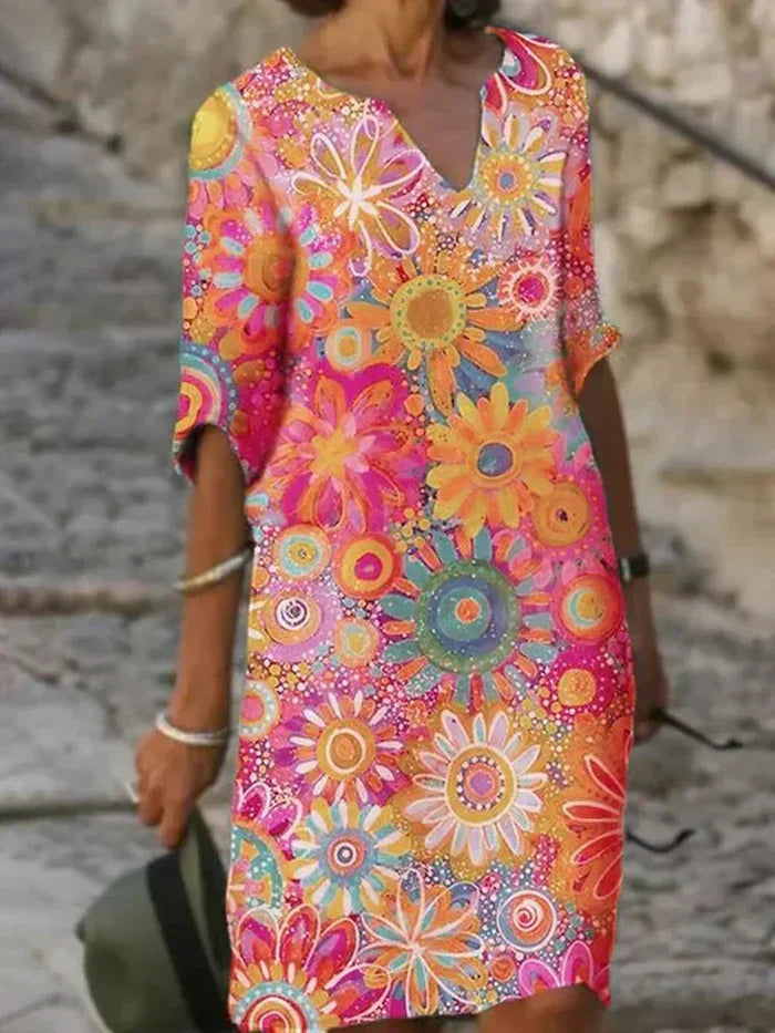 Felicia | Floral Radiant Dress - Vibrant Elegance
