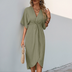 Harper V-Neck Wrap Dress for Women - Green