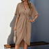 Harper V-Neck Wrap Dress for Women - Beige