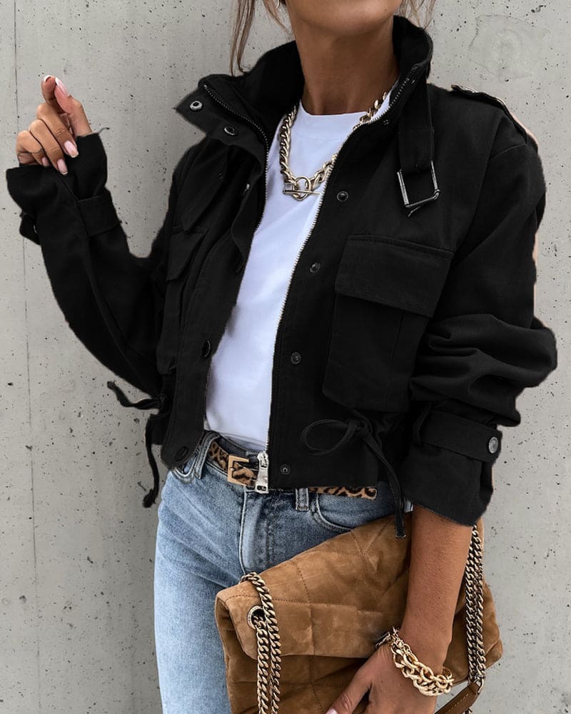 Amy | Women's Short Button-Down Utility Jacket