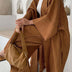 Grynet | Luxurious Pleated Kimono Set - Dark Brown