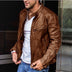 Will | Men's Slim Fit Faux Leather Jacket - Brown