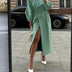 Phyllis | Women's Double-Breasted Maxi Coat - Green