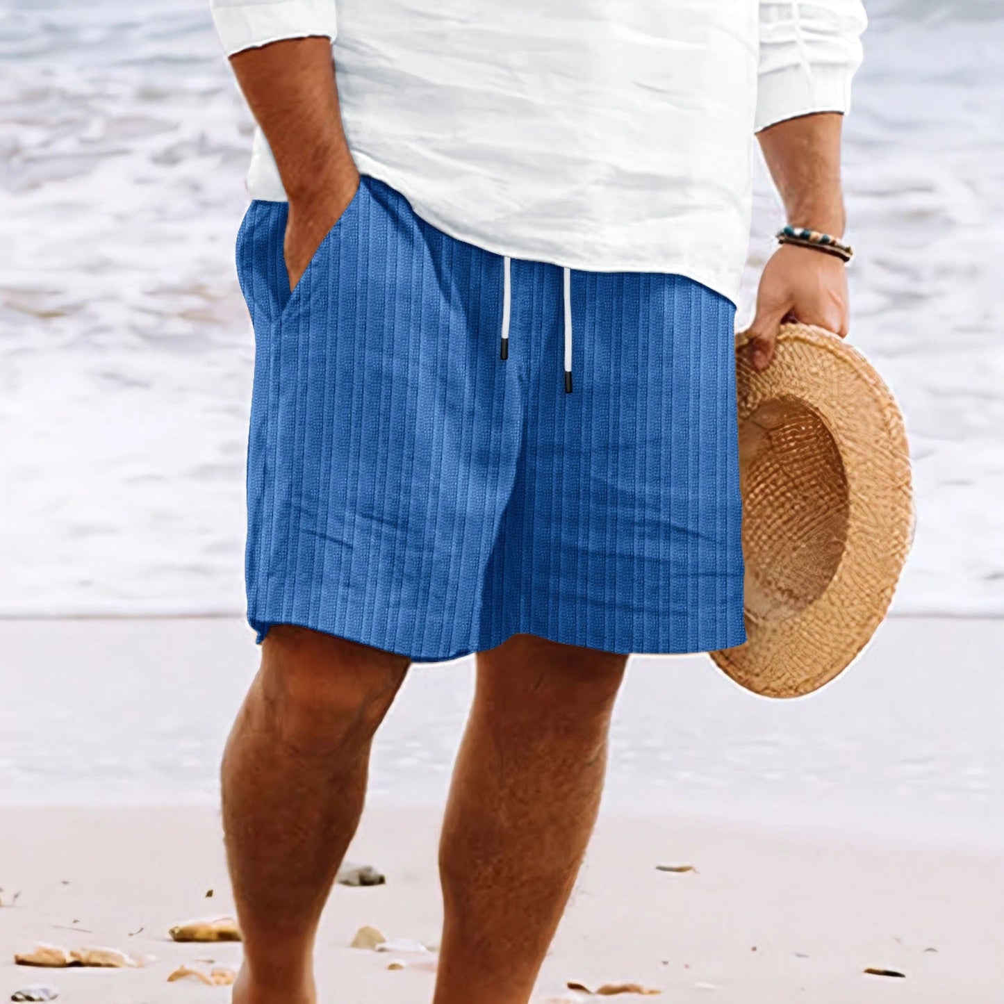 Relaxed Fit Shorts with Drawstring and Pockets
