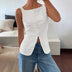 Donna | Women's Square Neck Sleeveless Top - White