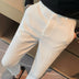 Men's Cropped Trousers – Slim Fit – Textured Fabric – Modern Casual - White