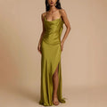 Ava | Women’s Elegant Full-Length Slip Dress with Cowl Neck and Side Slit
