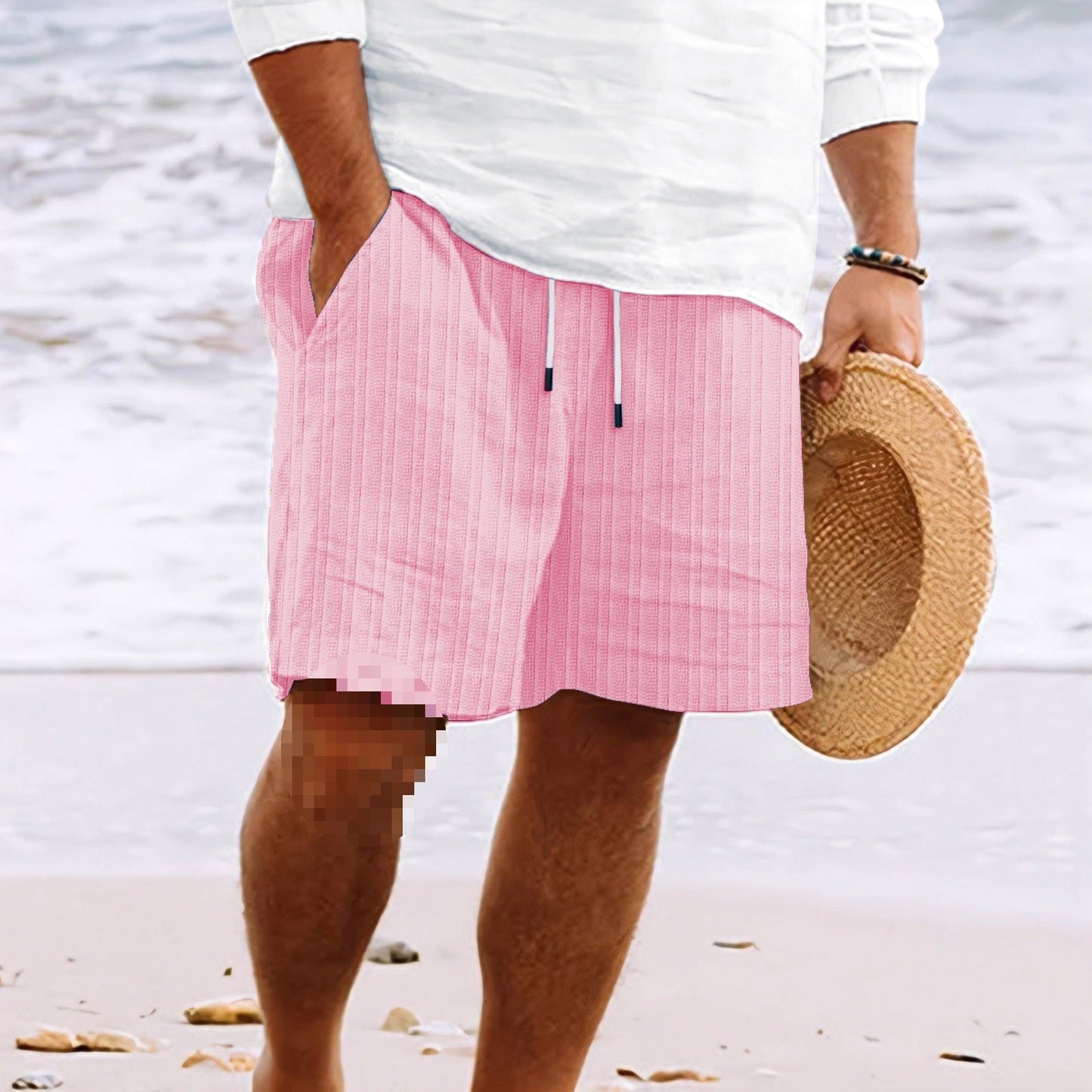 Relaxed Fit Shorts with Drawstring and Pockets
