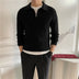 Hank Men's Zip-Up Polo Sweater - Black