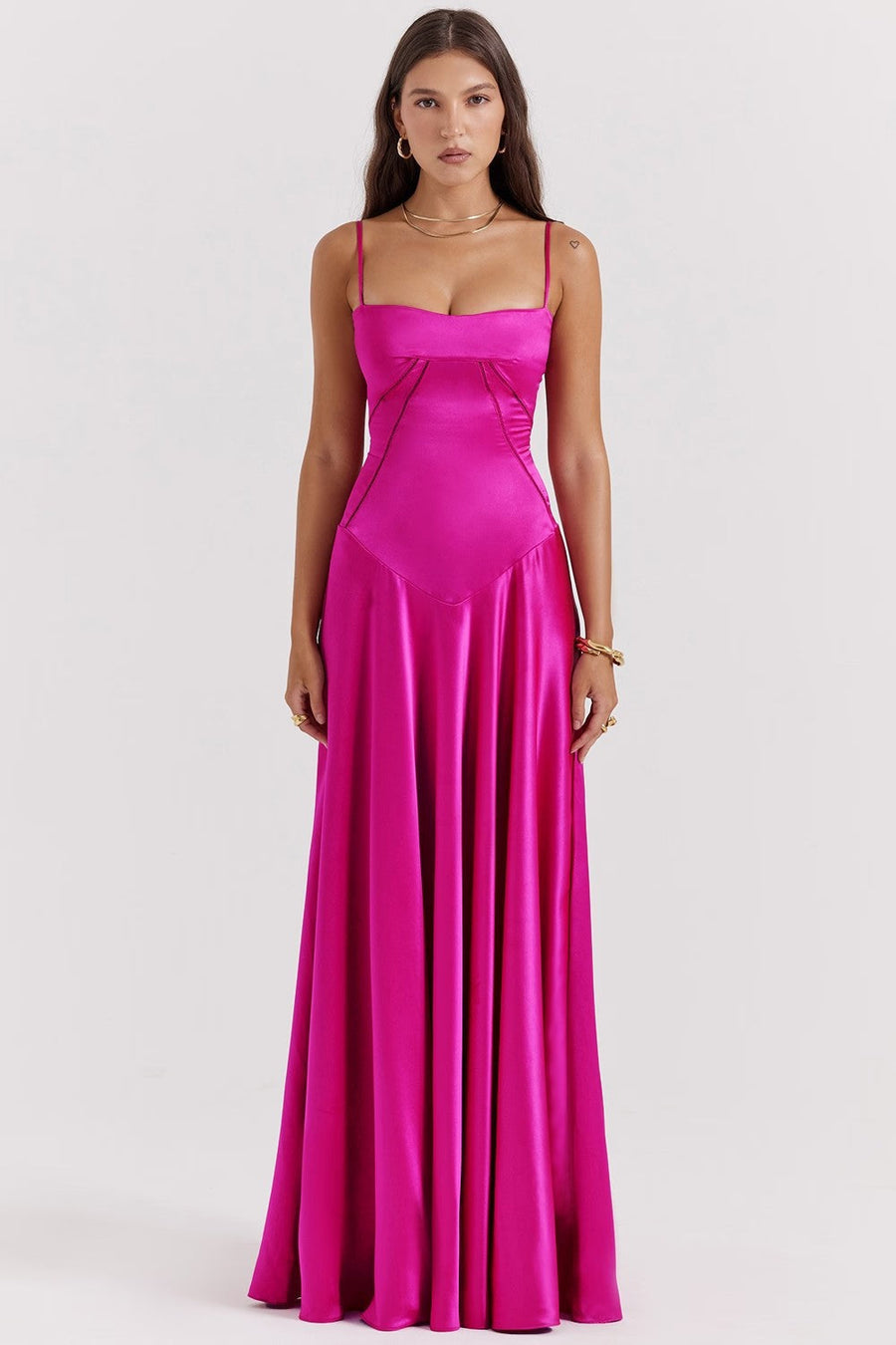 Ariana | Women's Elegant Maxi Dress - Silky Slim Fit, Spaghetti Straps
