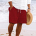 Relaxed Fit Shorts with Drawstring and Pockets - Dark Red