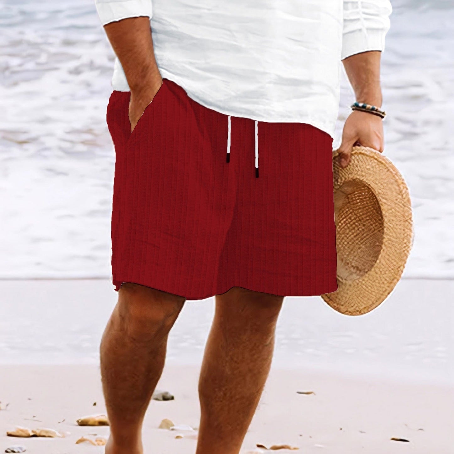 Relaxed Fit Shorts with Drawstring and Pockets