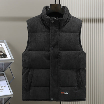 Men's Sleeveless Corduroy Puffer Vest