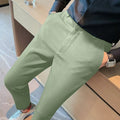 Men's Cropped Trousers – Slim Fit – Textured Fabric – Modern Casual
