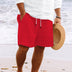 Relaxed Fit Shorts with Drawstring and Pockets - Red