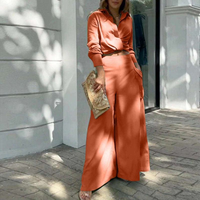 Hannah | Elegant Women's 2-Piece Set with Tailored Blouse & High-Waisted Pants