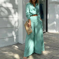 Hannah | Elegant Women's 2-Piece Set with Tailored Blouse & High-Waisted Pants