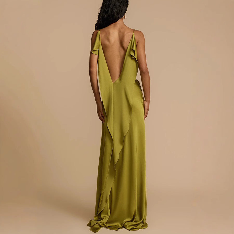 Ava | Women’s Elegant Full-Length Slip Dress with Cowl Neck and Side Slit