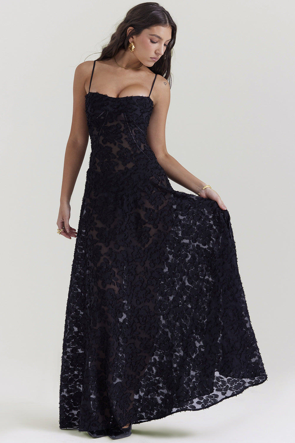 Ariana | Women's Elegant Maxi Dress - Silky Slim Fit, Spaghetti Straps