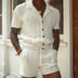 Spencer | Men's Breathable Knit Shirt and Shorts Set – Slim Fit - Ivory