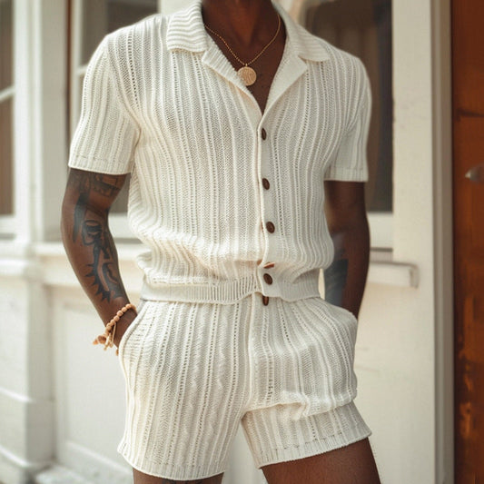 Spencer | Men's Breathable Knit Shirt and Shorts Set – Slim Fit