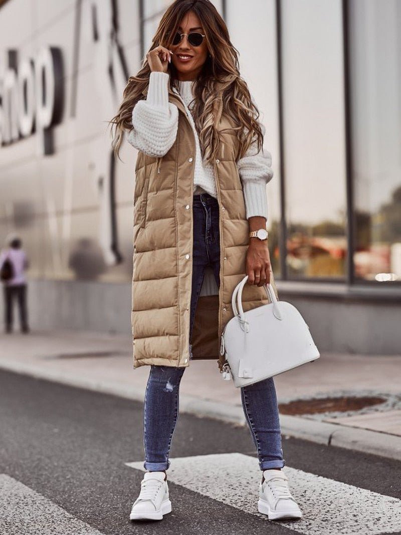 Phoebe | Women's Long Hooded Puffer Vest