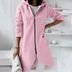 Zoe | Women's Longline Hooded Jacket in Luxurious Fabric - Pink