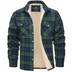 Men's Sherpa-Lined Flannel Shirt Jacket - Green