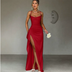 Lucia | Elegant Maxi Dress with High Slit - Red