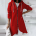 Zoe | Women's Longline Hooded Jacket in Luxurious Fabric - Red