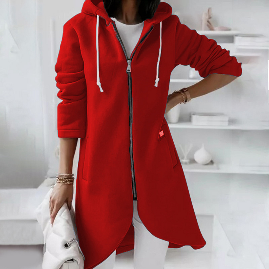 Zoe | Women's Longline Hooded Jacket in Luxurious Fabric