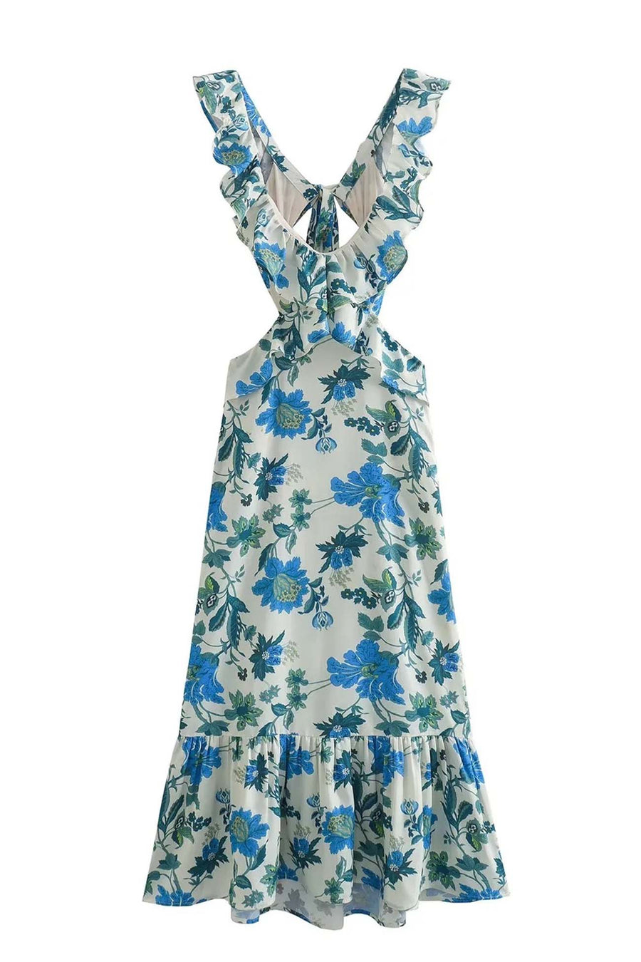 Amara | Elegant Summer Maxi Dress - Sleeveless Ruffle Straps