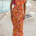 Amara | Elegant Summer Maxi Dress - Sleeveless Ruffle Straps - Orange