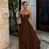 Irene | Elegant Pleated Maxi Dress for Every Occasion - Coffee