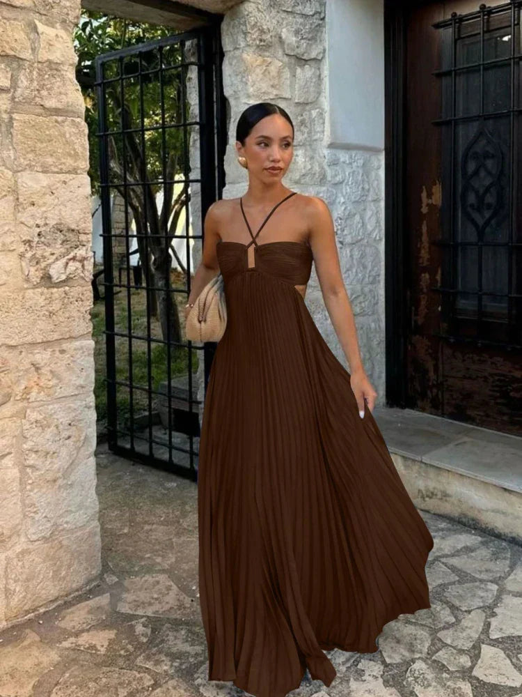 Irene | Elegant Pleated Maxi Dress for Every Occasion