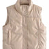 Kathleen | Women's High Collar Quilted Puffer Vest - Beige