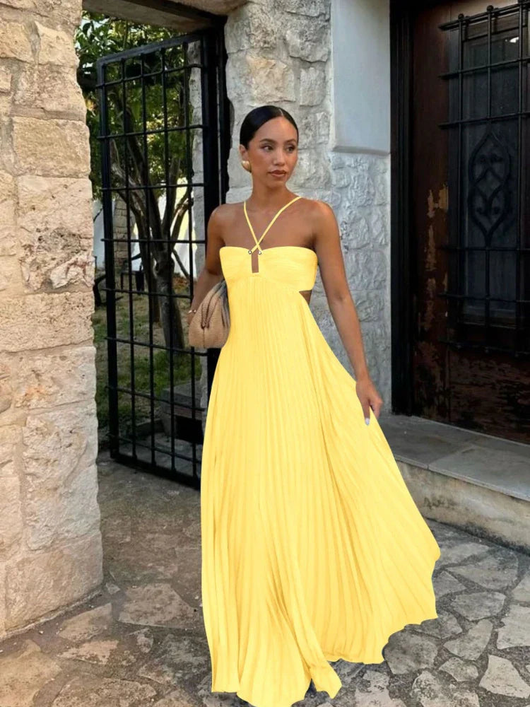 Irene | Elegant Pleated Maxi Dress for Every Occasion