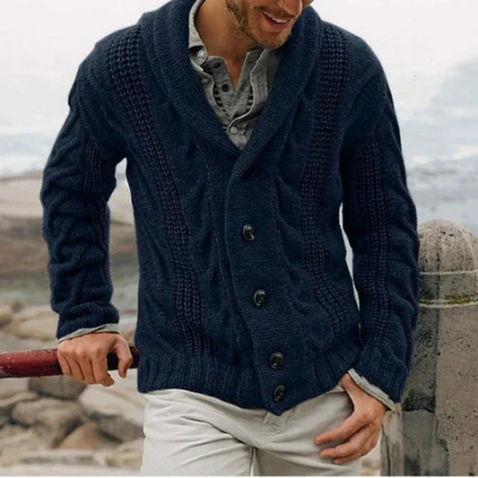 James Shawl Collar Cable Knit Jacket