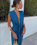 Darcy | Elegant Pleated Maxi Dress in Luxe Fabric