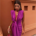 Darcy | Elegant Pleated Maxi Dress in Luxe Fabric - Fuchsia