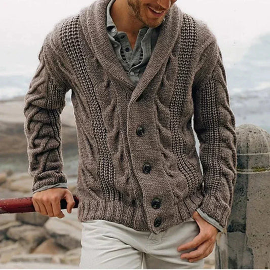 James Shawl Collar Cable Knit Jacket
