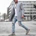 Teddy | Men's Slim-Fit Mid-Length Overcoat - Gray