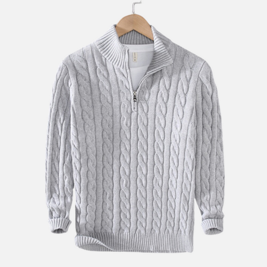 Henry Men's Quarter Zip Cable Knit Sweater